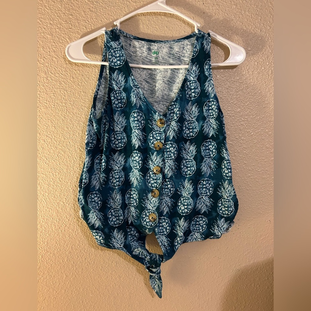 Dip Teal Pineapple Print Women's Blouse